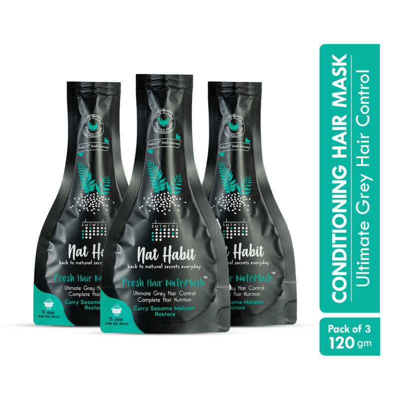 Nat Habit Curry Sesame Hair Mask with Methi, Shea Butter and Protein for Ultimate Grey Hair Control
