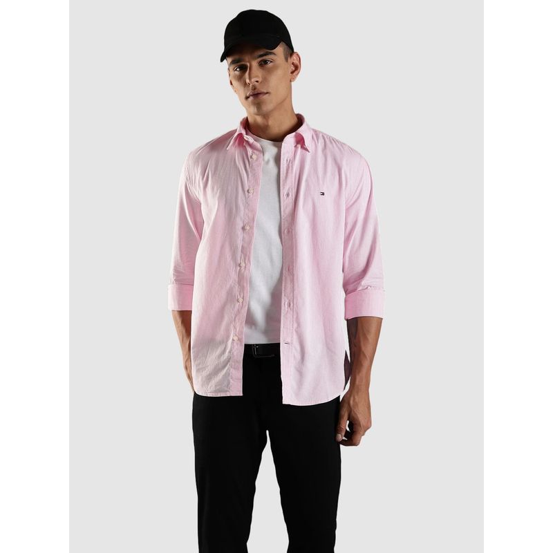 Tommy Hilfiger Pink Checks Regular Fit Shirt (XS)