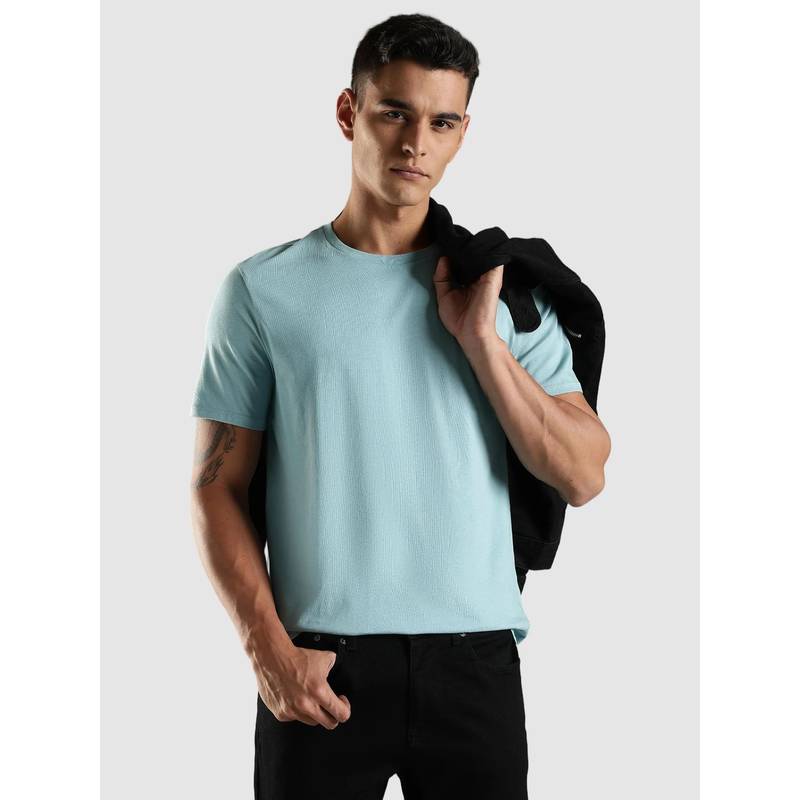 Buy Tommy Hilfiger Blue Solid Regular Fit T-Shirt Online