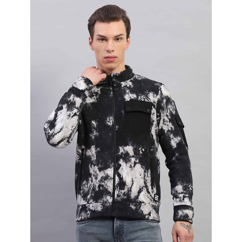 Rock.it From House Of Mens Black Printed Mock Neck Full Sleeve Sweatshirt (L)