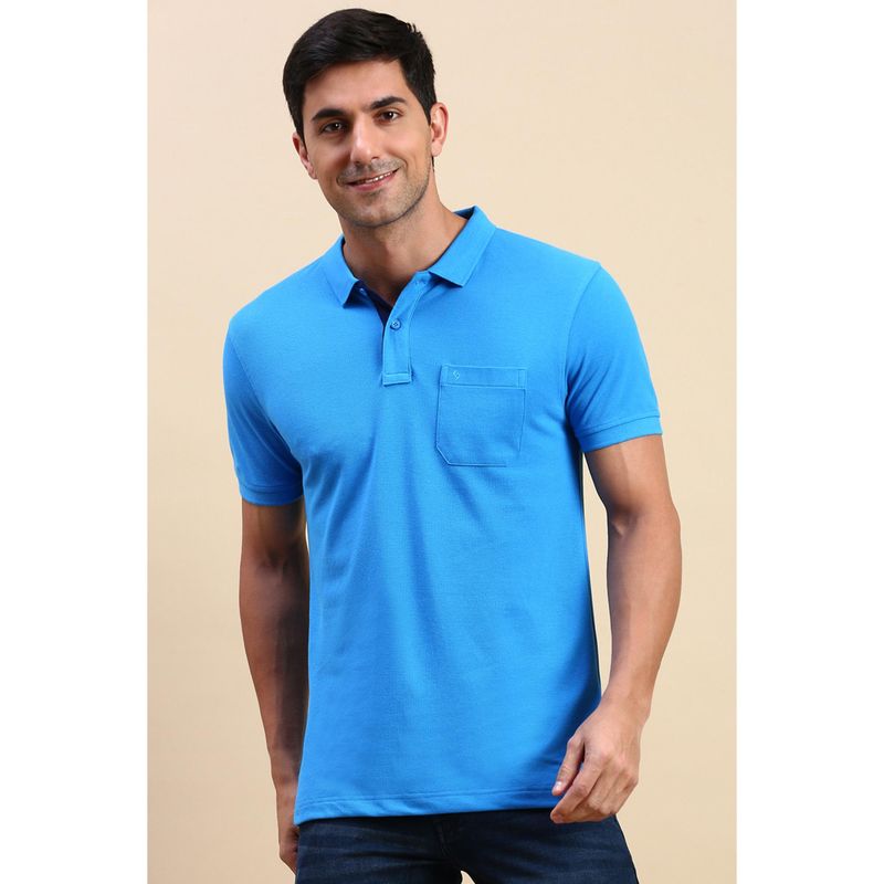 Classic Polo Men Blue Solid Polo T-Shirt (M)