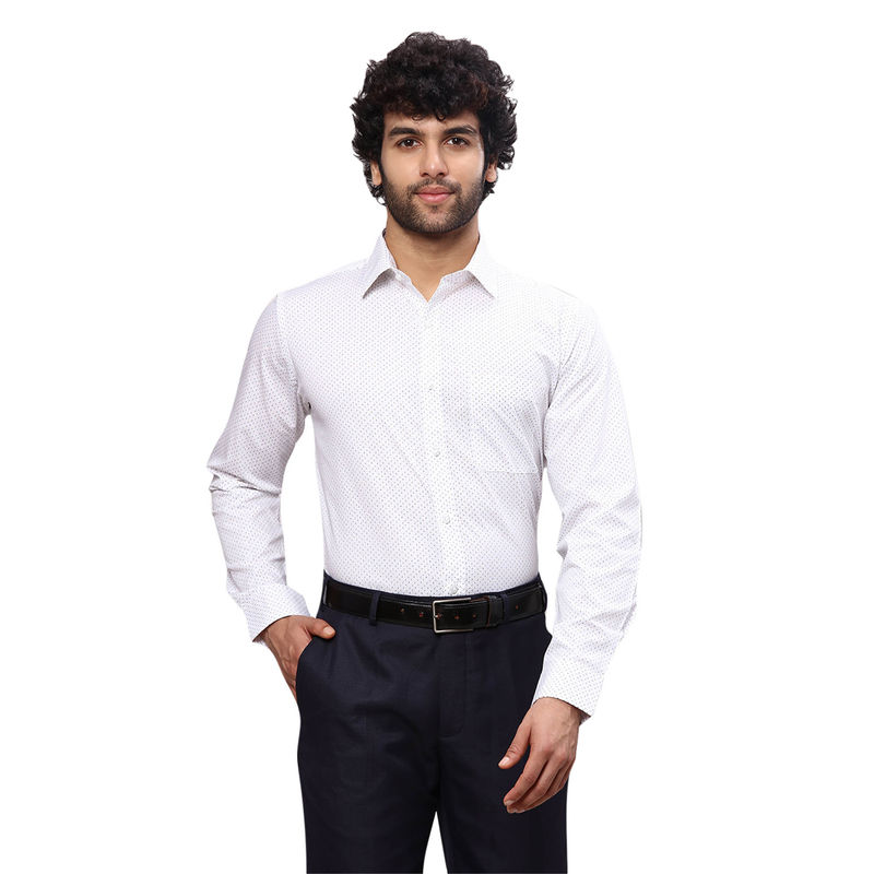 Raymond Slim Fit Printed Light Grey Shirt (44)