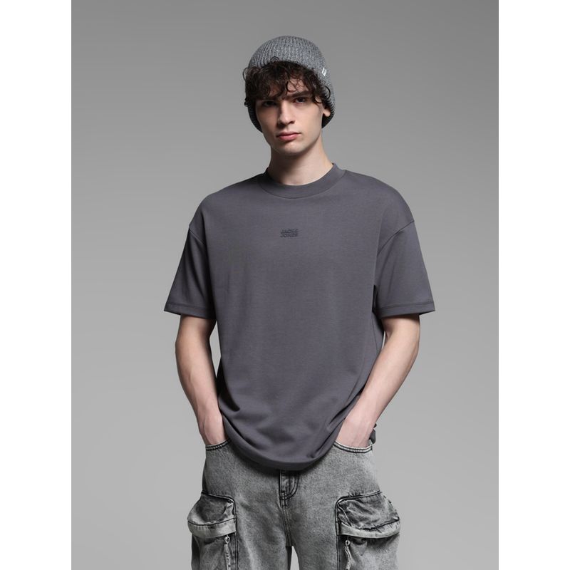Jack & Jones Men Grey Cotton Blend T-Shirt (S)