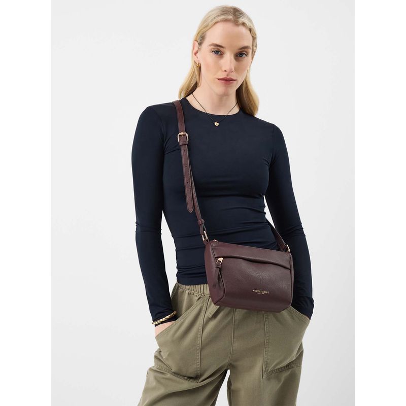 Buy Accessorize London Women's Burgundy Zip Front Sling Bag Online