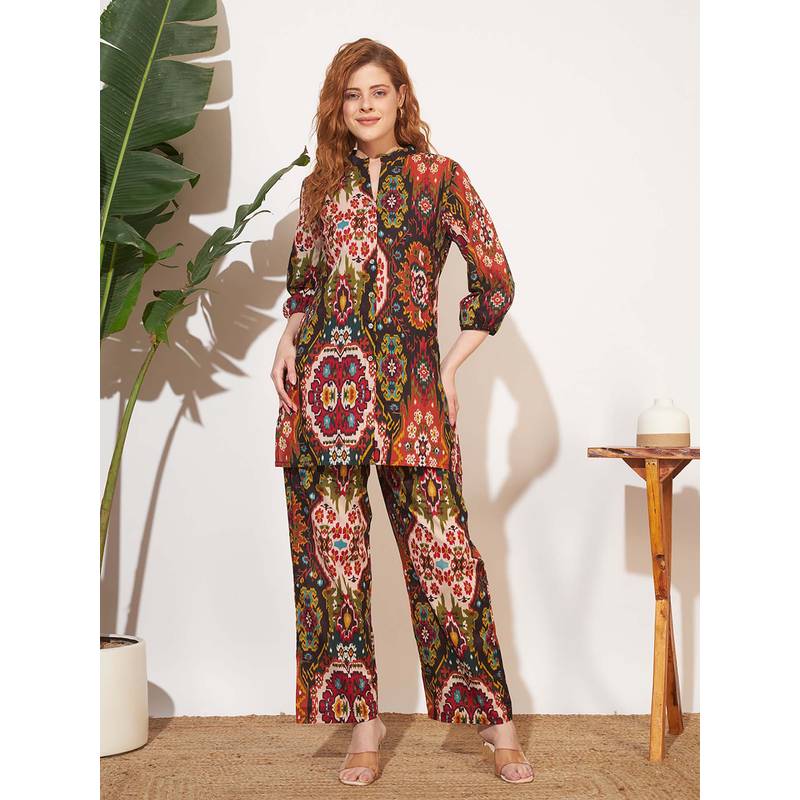 SEPHANI Women Cotton Co-Ord Set Multi-Color (XL)