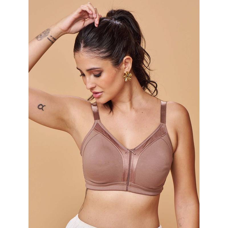 MAROON Seamless Non-Padded Non-Wired Full Coverage M-Frame Support Everyday Bra Brown (44D)