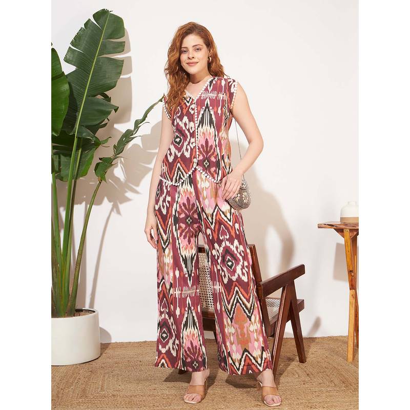 SEPHANI Women Cotton Co-Ord Set Multi-Color (L)
