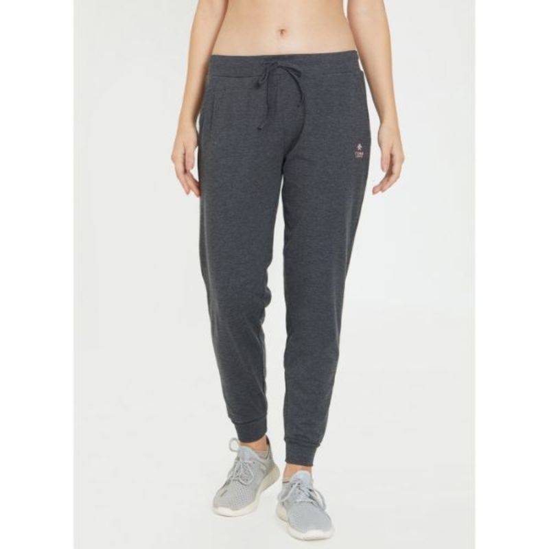 Tuna London Dark Grey Polyester Lycra Track Pants For Women (M)