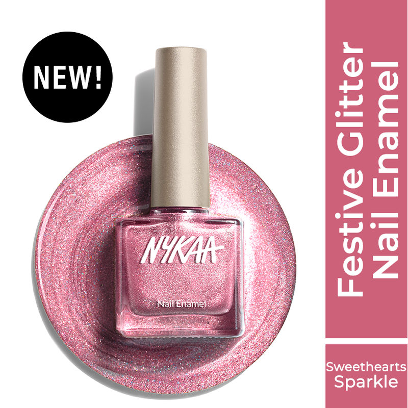 Nykaa Glitter Nail Enamel - Sweetheart Sparkle