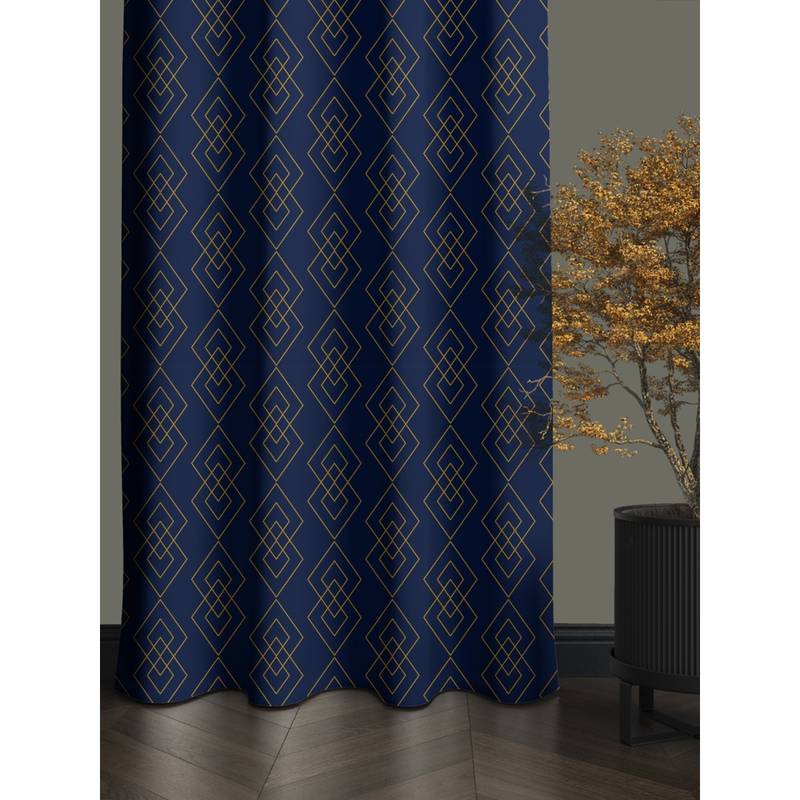 Urban Space Blackout Curtain for Door 7 ft with Eyelets and Tieback 1 Piece-Navy (7x4 feet)