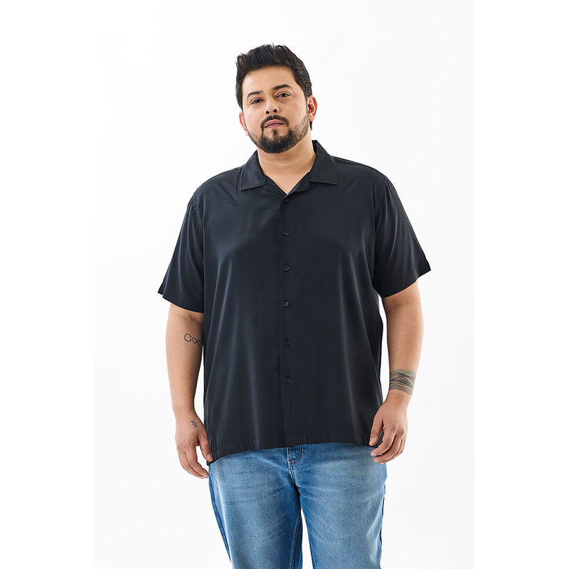 Snitch Black Solid Half Sleeves Regular Casual Plus Size Shirt for Men (3XL)