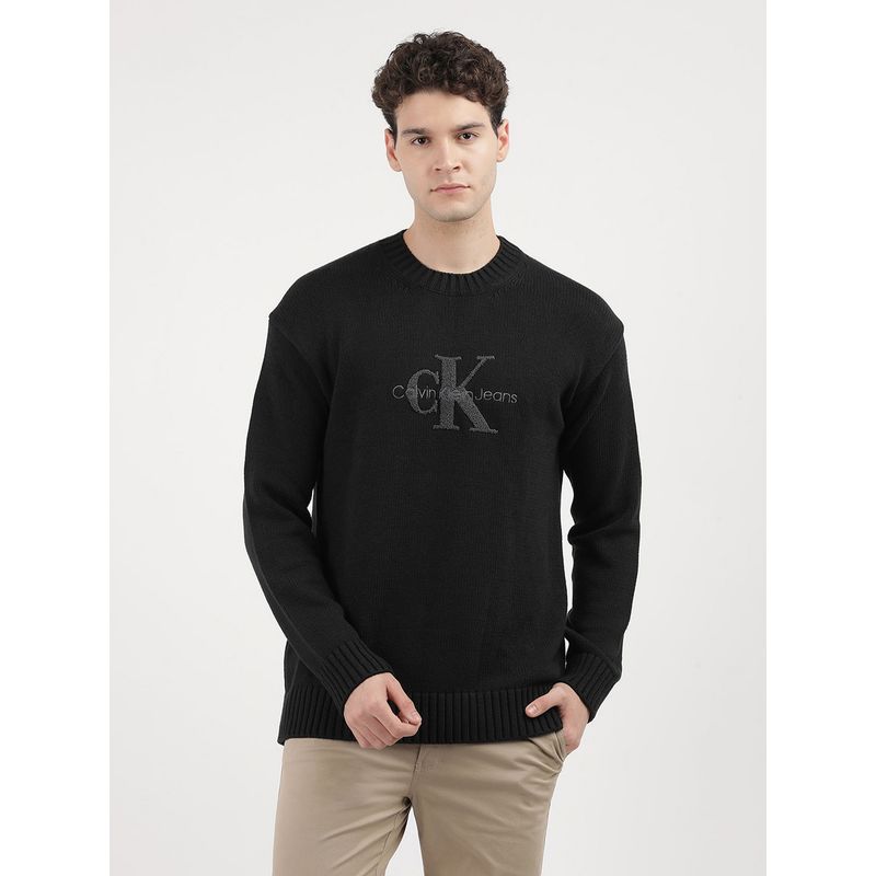 Calvin Klein Embroidered Logo Relaxed Fit Cotton Sweater (S)