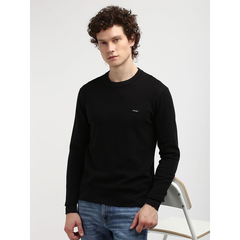 Calvin Klein Solid Regular Fit Cotton Sweater (S)