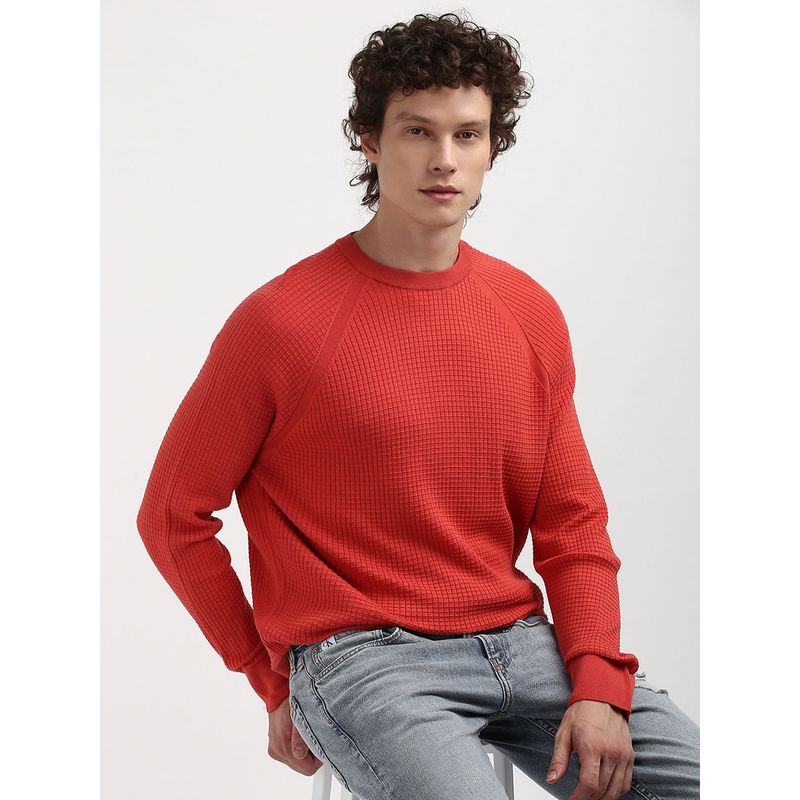 Calvin Klein Self Design Regular Fit Cotton Sweater (S)