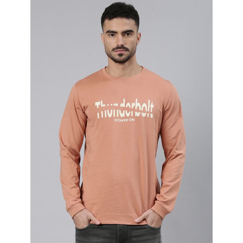 Classic Polo Men'S Brown Slim Fit Printed Cotton T-Shirt (M)