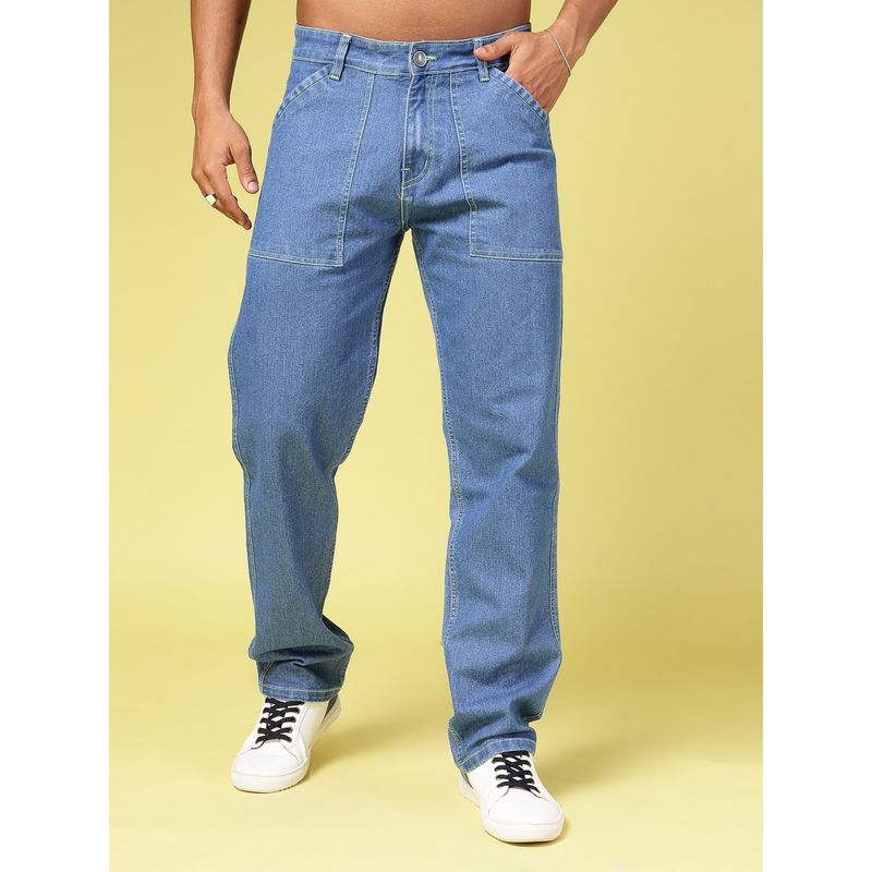 RIGO Men Modern Straight Fit Medium Blue Denim Jeans (32)