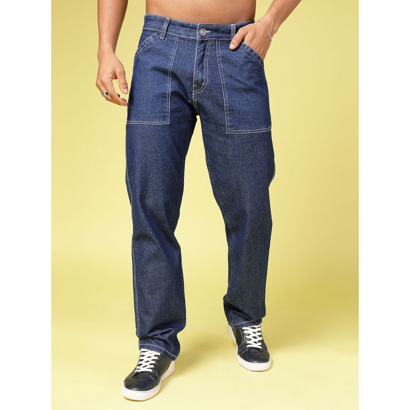 RIGO Men Trendy Straight Fit Dark Blue Denim Jeans (30)