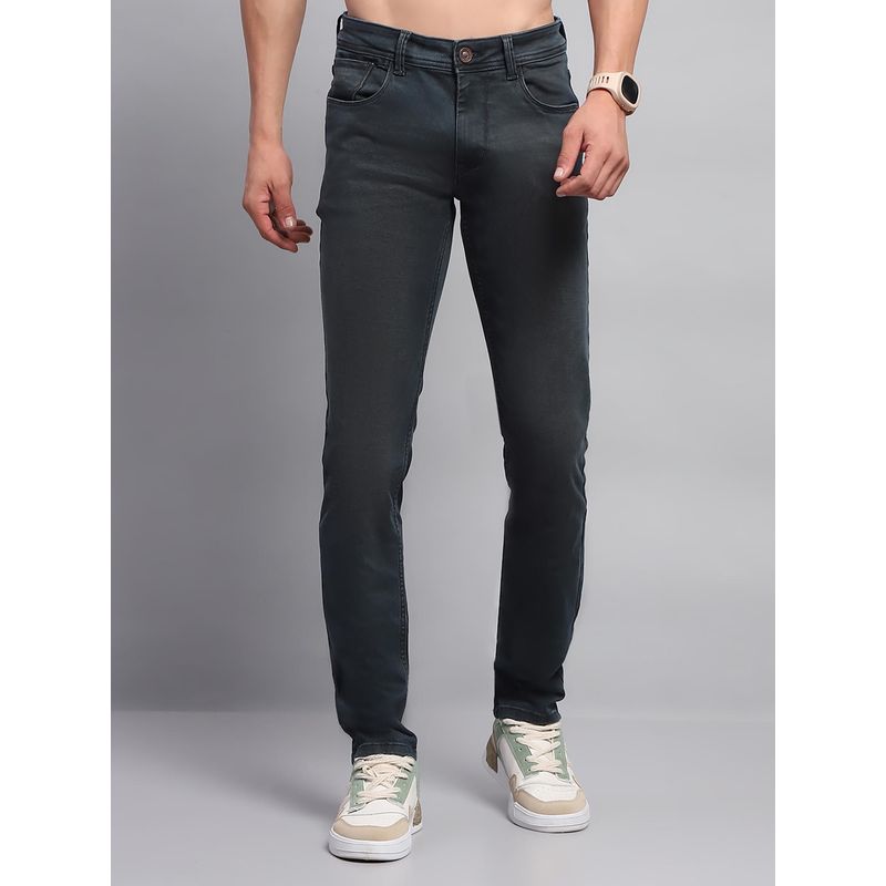 Monte Carlo Men Solid Blue Denim Skinny Jeans (38)