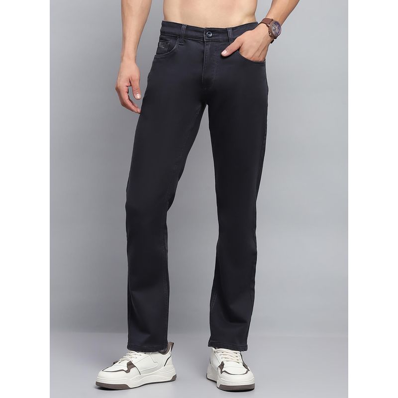 Monte Carlo Men Solid Charcoal Denim Slim Fit Jeans (38)