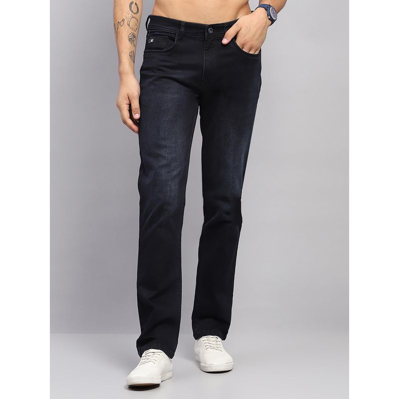 Monte Carlo Men Solid Navy Blue Denim Slim Fit Jeans (36)
