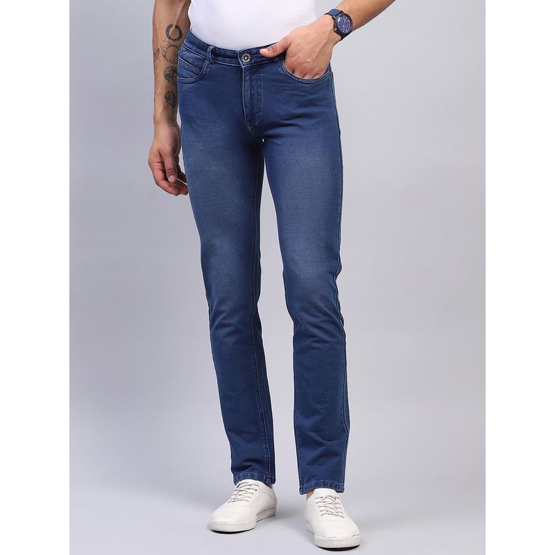 Monte Carlo Men Solid Blue Denim Skinny Jeans (34)