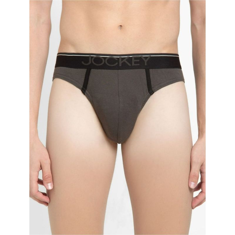 Jockey 8044 Men Super Combed Cotton Rib Solid Brief - Deep Olive (L)