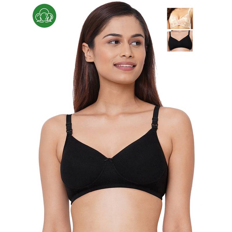 Inner Sense Organic Antimicrobial Padded Nonwired Feeding Bra - Pack Of 3 -Multi-Color (38B)