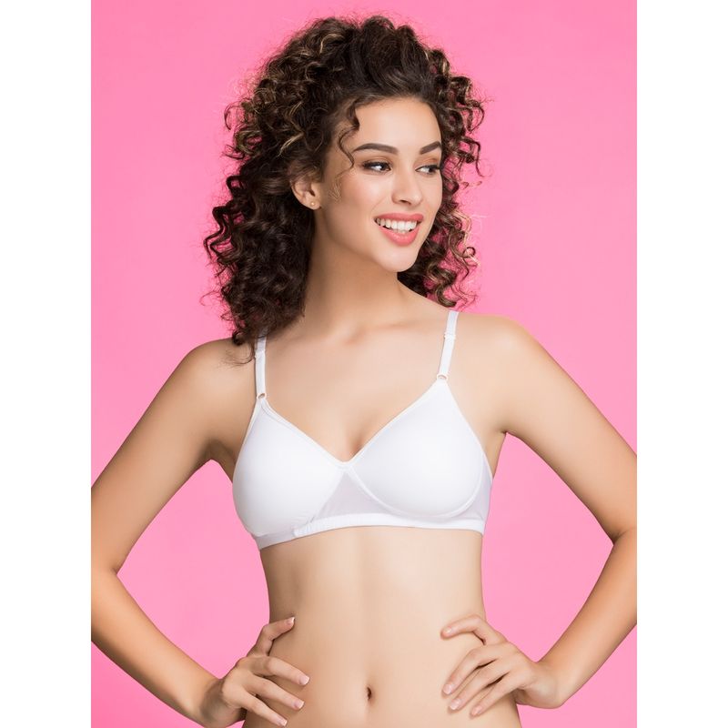 Clovia Powernet Solid Padded Full Cup Wire Free T-shirt Bra - White (38B)