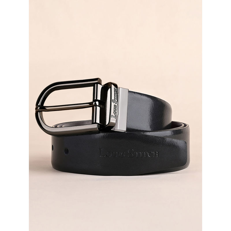 Louis Stitch Mens Formal Black and Brown Solid Reversible Belt (40)