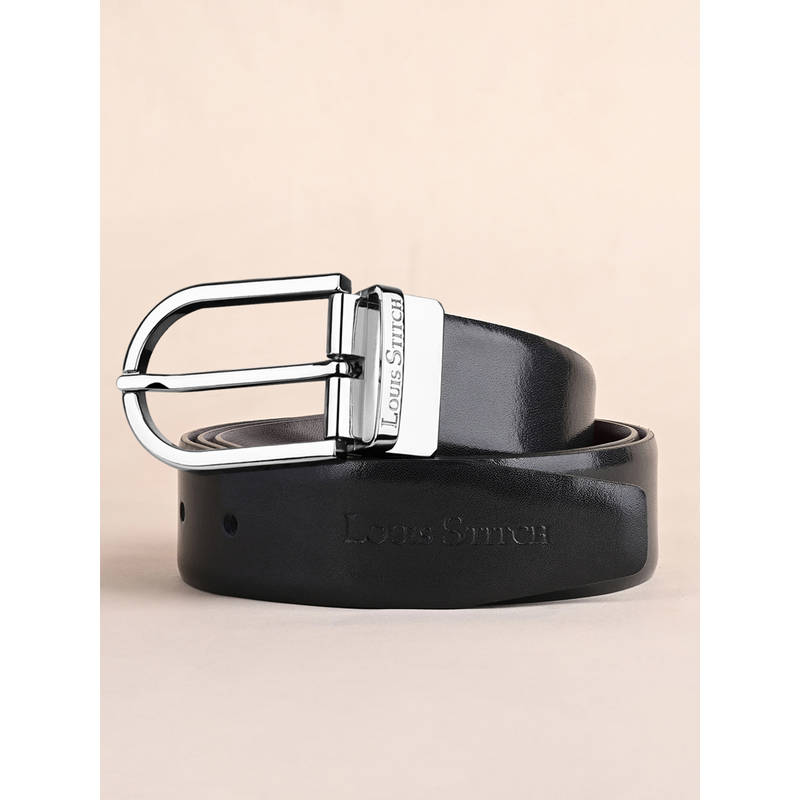 Louis Stitch Mens Formal Black and Brown Solid Reversible Belt (36)