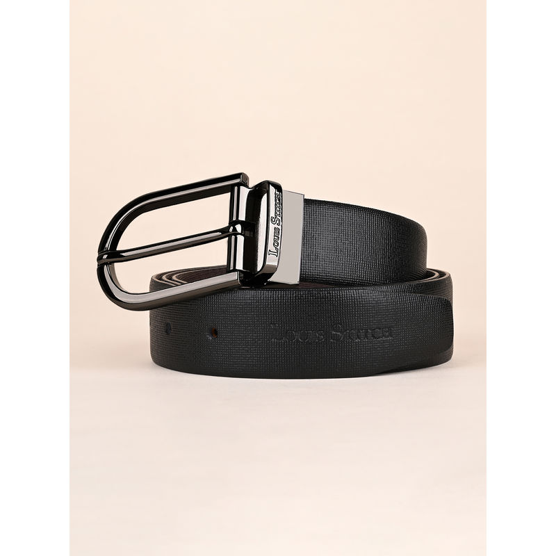 Louis Stitch Mens Formal Black and Brown Solid Reversible Belt (28)