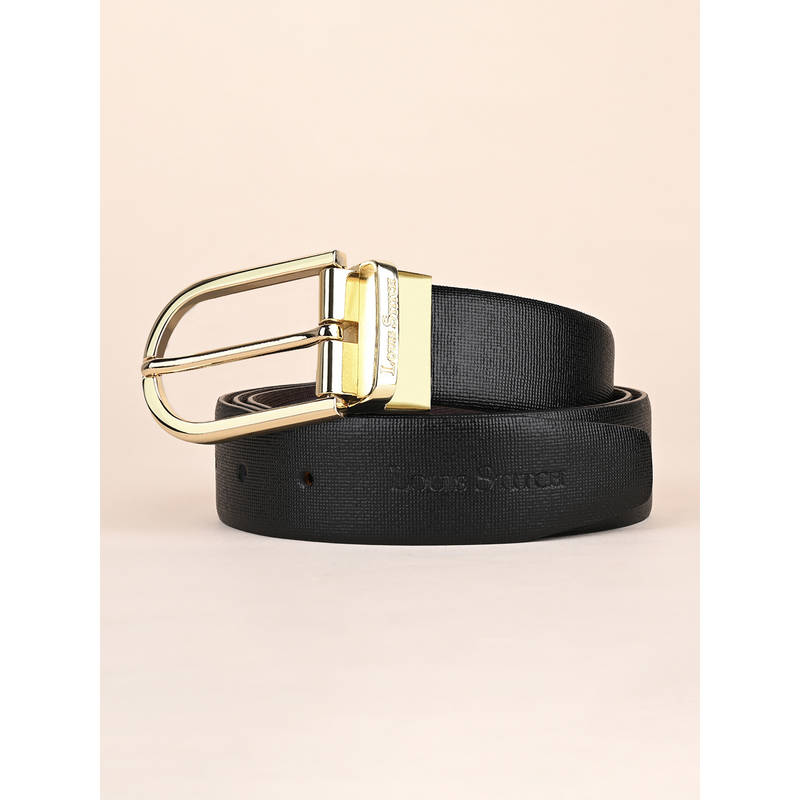 Louis Stitch Mens Formal Black and Brown Solid Reversible Belt (32)