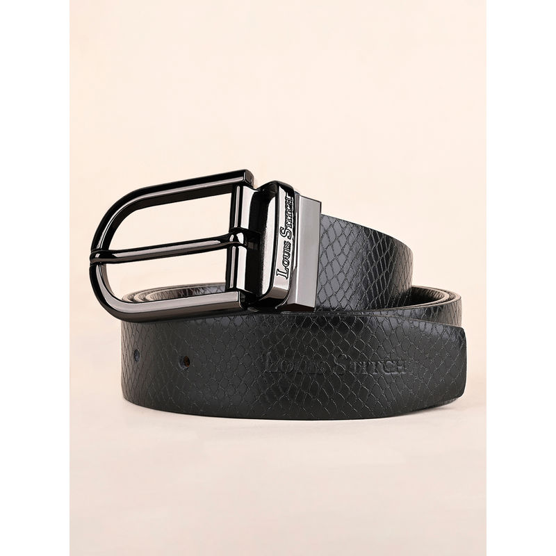 Louis Stitch Mens Formal Black and Brown Textured Reversible Belt (36)