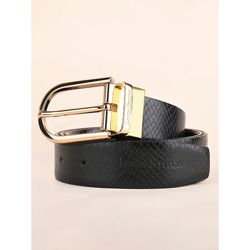 Louis Stitch Mens Formal Black and Brown Textured Reversible Belt (28)
