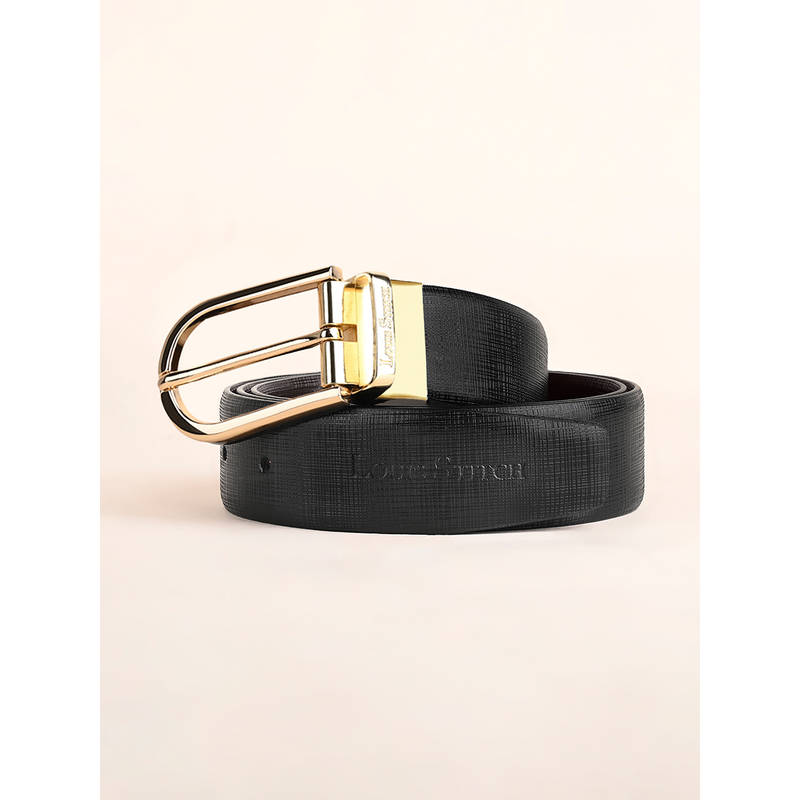 Louis Stitch Mens Formal Black and Brown Solid Reversible Belt (28)