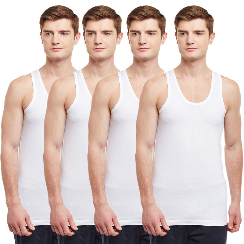 BODYX Pack Of 4 Basic Vest - White (XL)