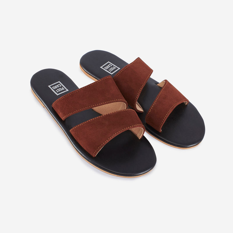 Post Card Marigold - Brown Suede Flats Sandals - EURO 42