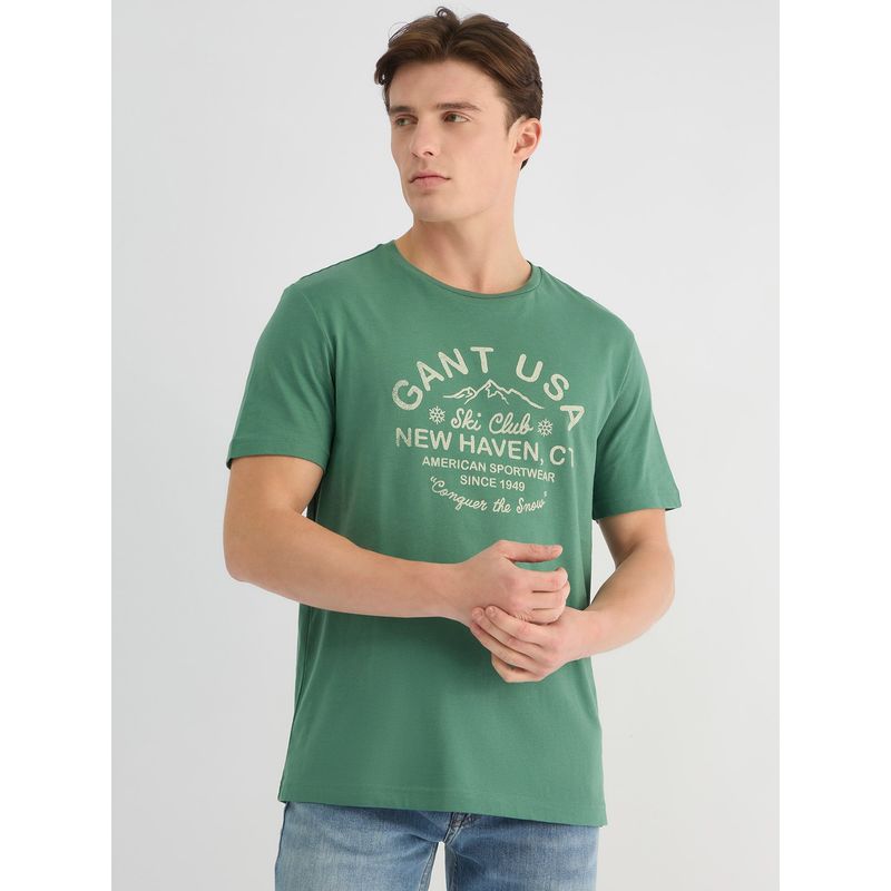 GANT Men Green Pure Cotton T-Shirt (L)