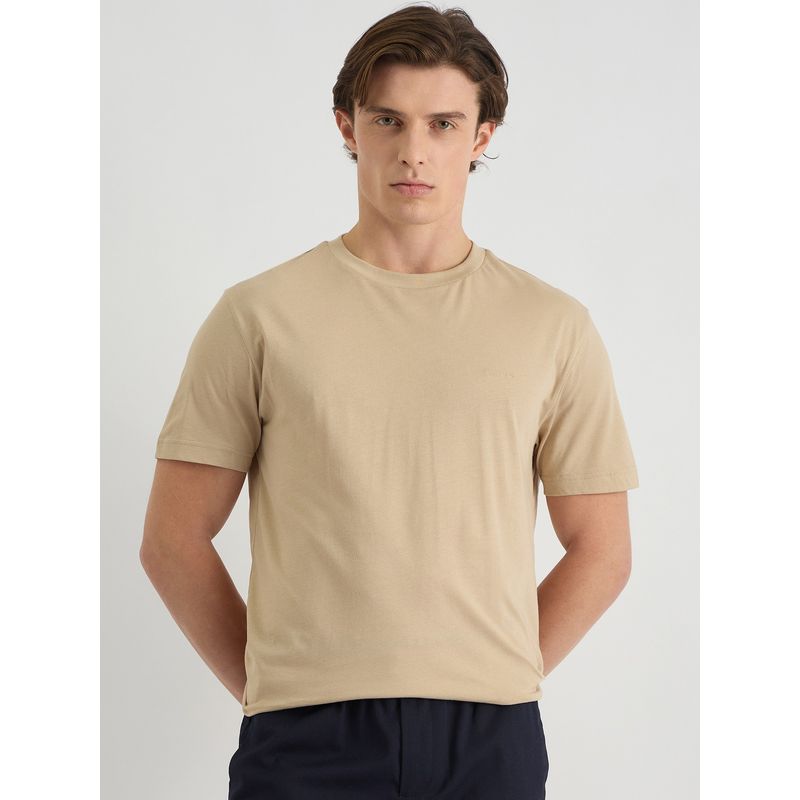 GANT Men Beige Pure Cotton T-Shirt (XL)