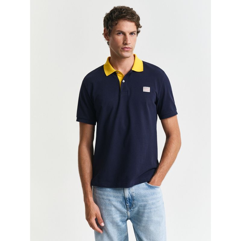 GANT Men Blue Cotton Polo T-Shirt (M)