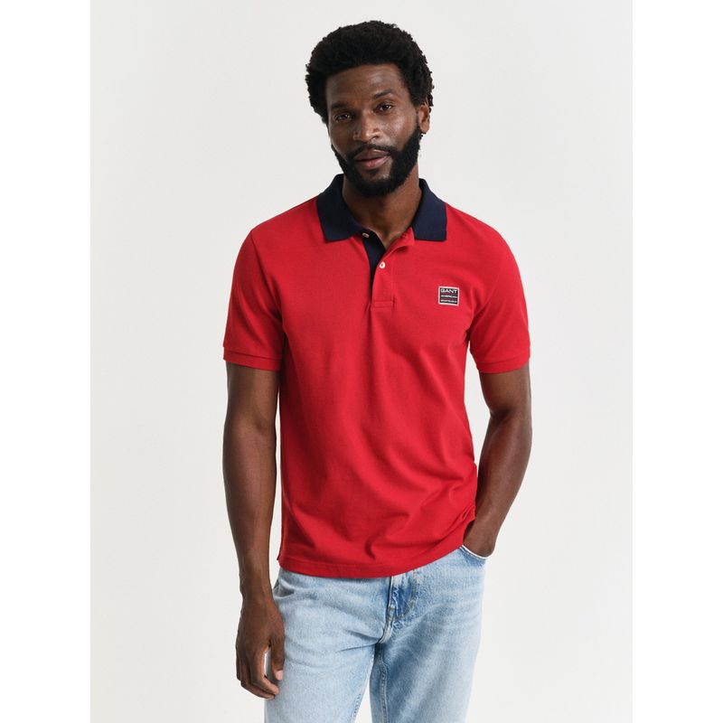 GANT Men Red Cotton Polo T-Shirt (M)