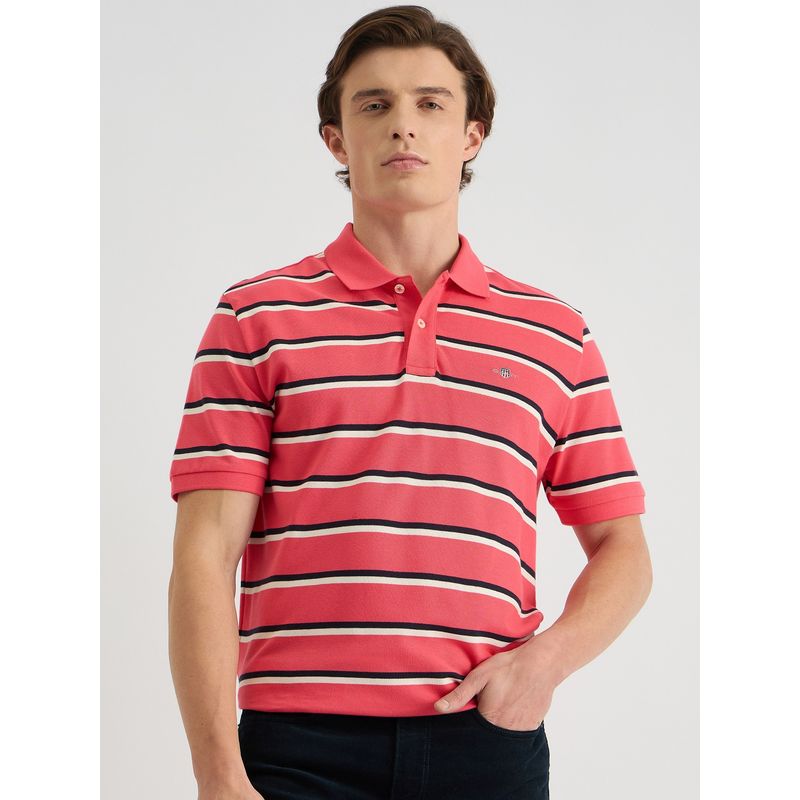 GANT Men Peach Organic Cotton Polo T-Shirt (XL)
