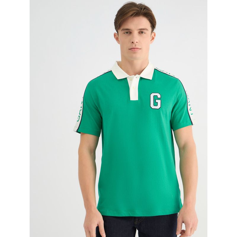 GANT Men Green Pure Cotton Polo T-Shirt (S)