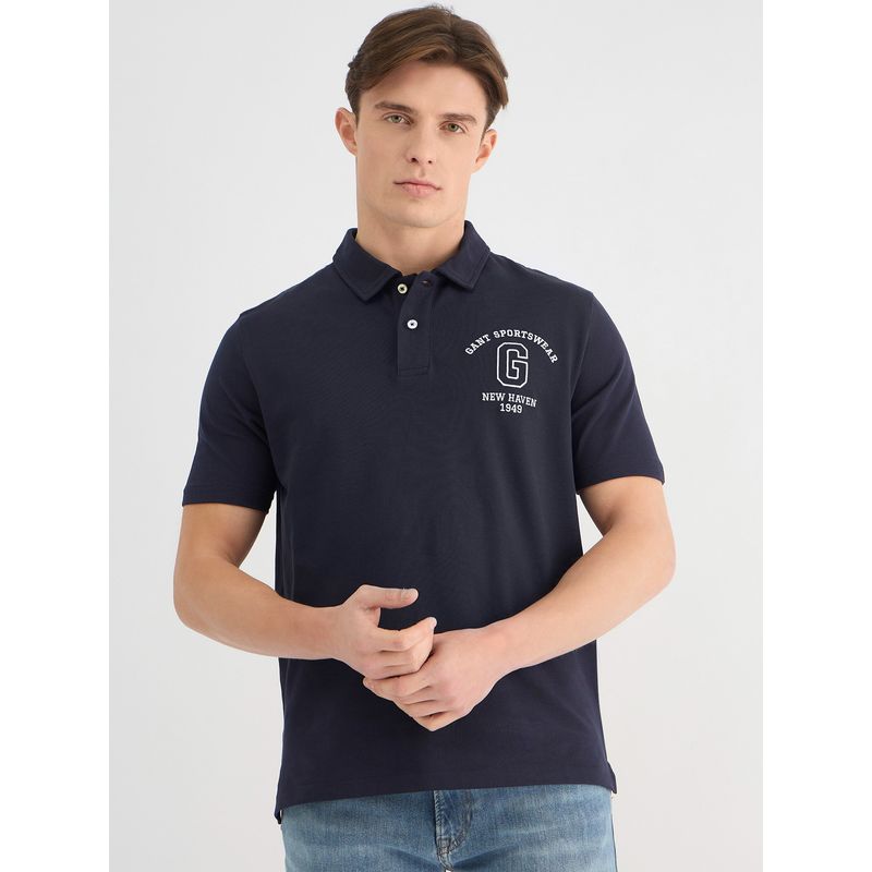 GANT Men Blue Pure Cotton Polo T-Shirt (S)