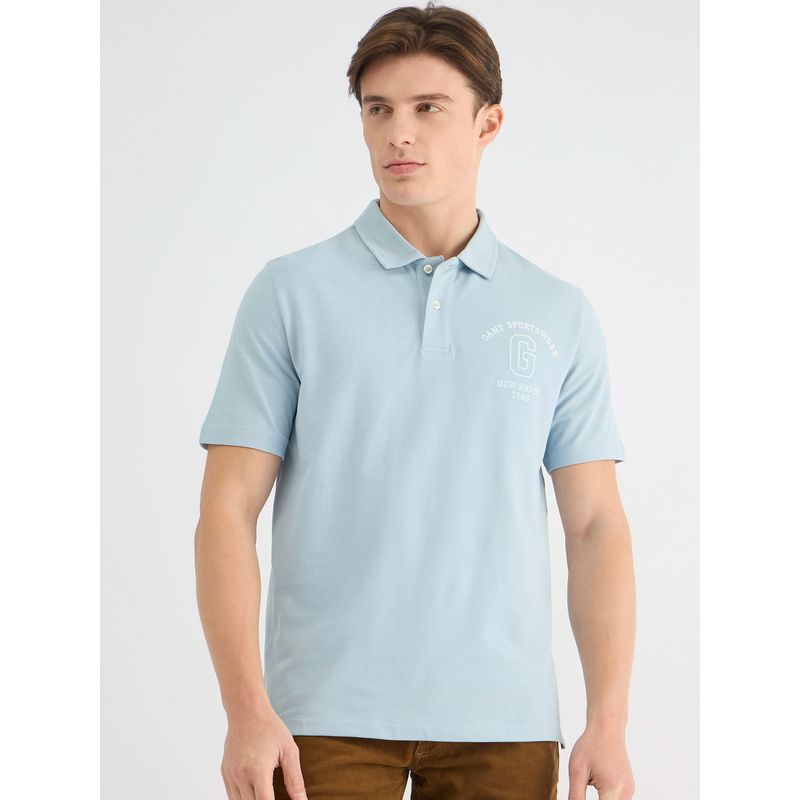 GANT Men Blue Pure Cotton Polo T-Shirt (S)