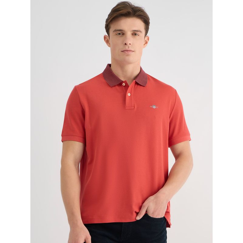 GANT Men Red Pure Cotton Polo T-Shirt (S)