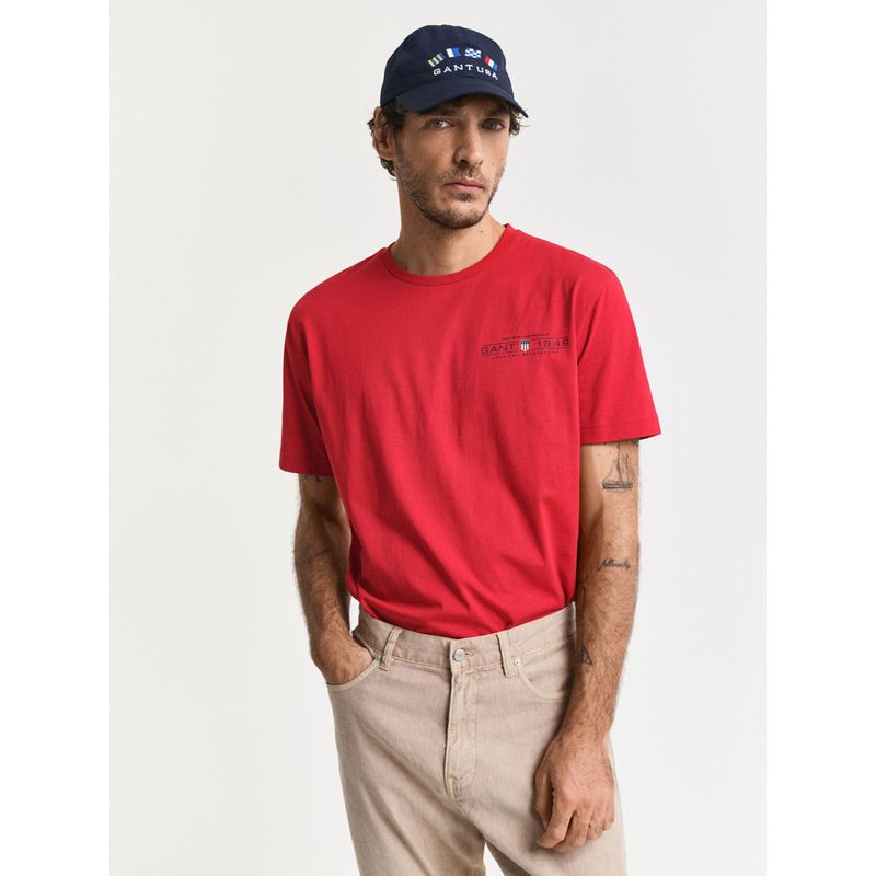 GANT Men Red Pure Cotton T-Shirt (M)