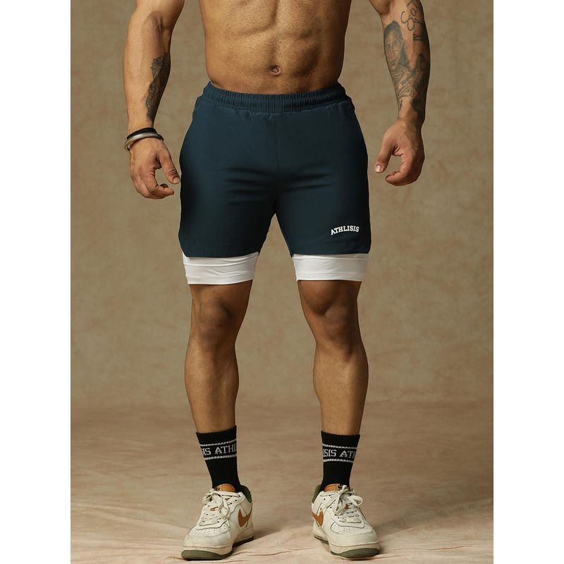 Athlisis Men Slim Fit Training With E-Dry Technology Teal Shorts (34)