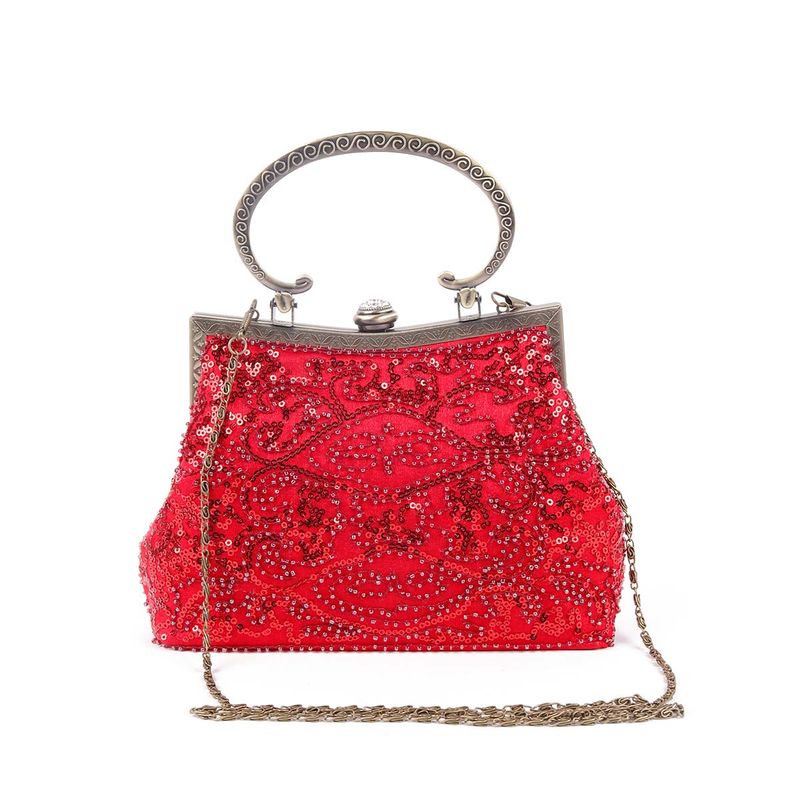 Odette Solid Red Sequenced Hand Clutch Buy Odette Solid