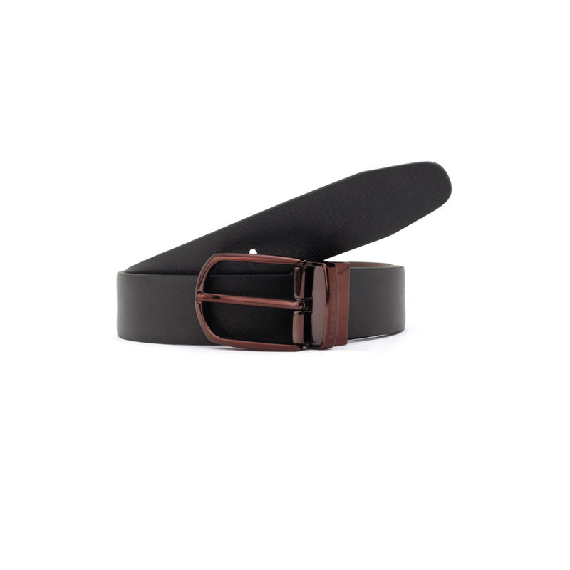 Rare Rabbit Grata Primary Black Leather Reversible Belts (34)
